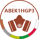 Filtro Combinado ABEK1HgP3 - Gases e Vapores orgânicos, com ponto de ebulição > 65°C + Gases e Vapores Inorgânicos + Gases Ácidos + Amoníaco + Mercúrio, Protecção contra partículas radioactivas assím como substâncias biológicas no ar e enzimas